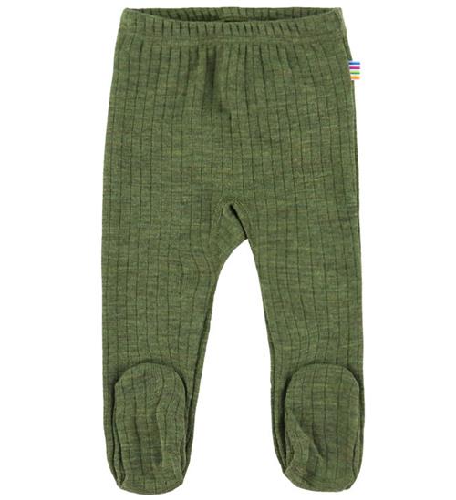 Joha Leggings m. Fødder - Uld - Rib - Mørk Oliven