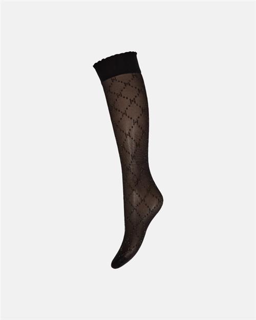 Strømper ´Knee high´ | 25 denier | Sort m. guld