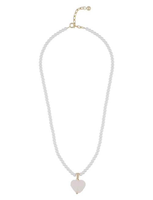 Sugar Hearts Pendant Pearl Neck 45 G/Clear - 45 Cm SNÖ Of Sweden White
