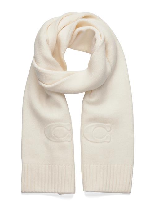 Embossed Knit Muffler Coach Accessories White
