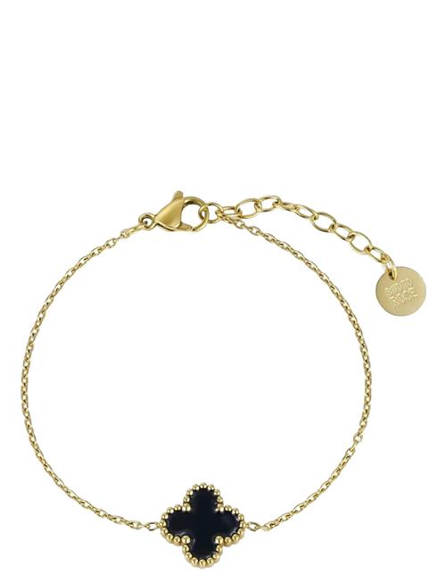 Clover Enamel Bracelet Black/Gold Bud To Rose Gold