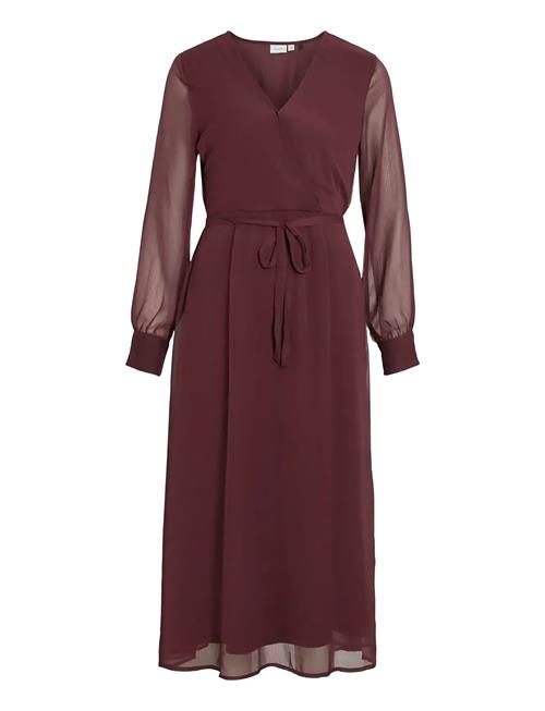 Vifalia V-Neck L/S Midi Dress - Noos Vila Burgundy