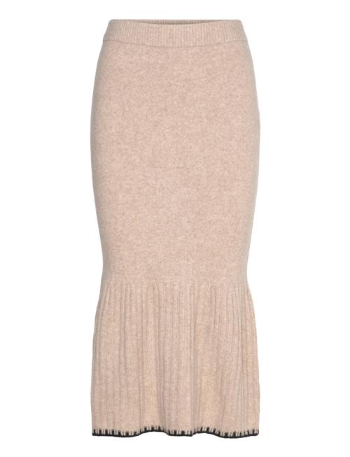 Contrast Edge Knitted Skirt Bubbleroom Beige