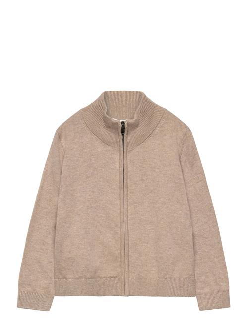 Zipped Knit Cardigan Mango Beige