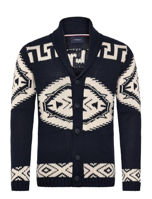 Shawl Collar Intarsia Cardigan Lindbergh Navy
