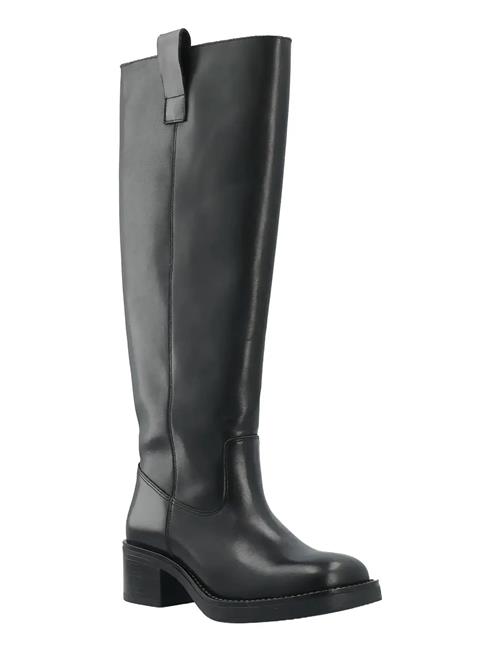Biamary Knee High Pull On Boot Smooth Leather Bianco Black