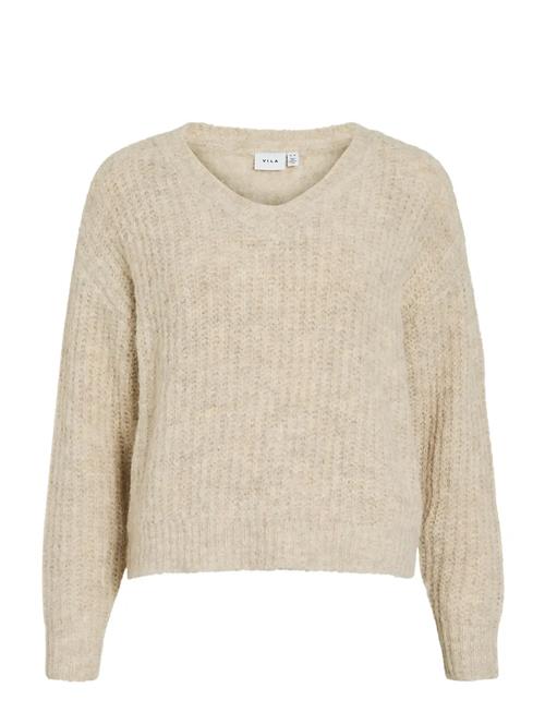 Vilampe V-Neck L/S Knit Top-Noos Vila Beige