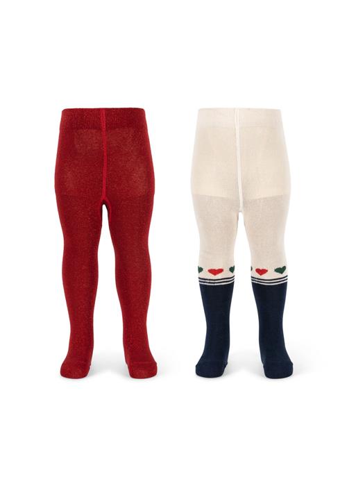 Konges Sløjd Lurex 2-pak Strømpebukser Heart Mix  Heart Mix 68/74 cm  Rød  68/74 cm  kvinde