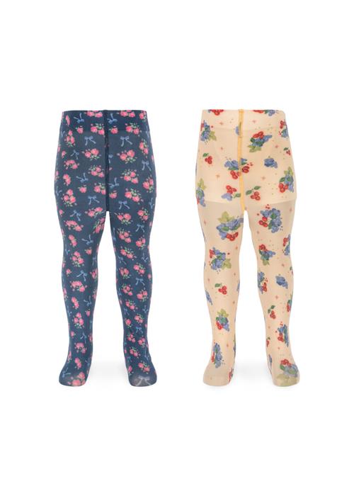 Konges Sløjd 2-pak Trykte Strømpebukser Verona Blues  Verona Blues 80/86 cm      kvinde