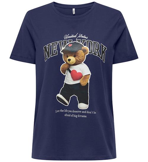 Kids Only T-shirt - KogLina - Bear O-Neck Top - Midnight Sail/Ne