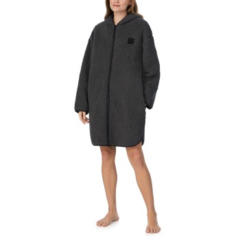 DKNY Chill In Style Hooded Zipe Robe Sort polyester X-Small Dame