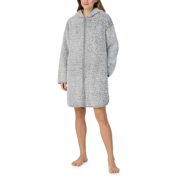 DKNY Chill In Style Hooded Zipe Robe Grå polyester Large Dame