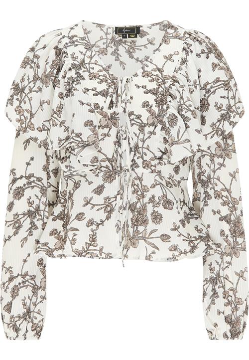 faina Bluse  mørkebeige / brun / sort / hvid