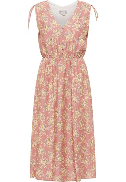 Usha Sommerkjole  gylden gul / taupe / gammelrosa / hvid