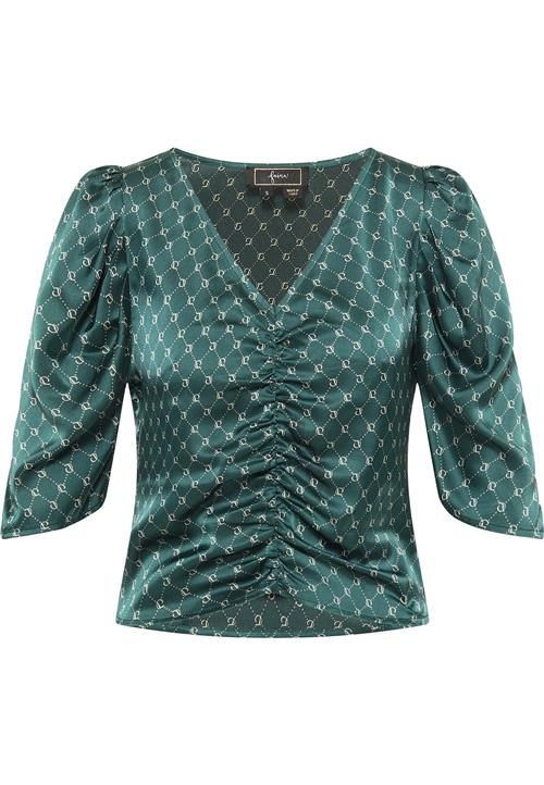 faina Bluse  mørkegrøn / hvid