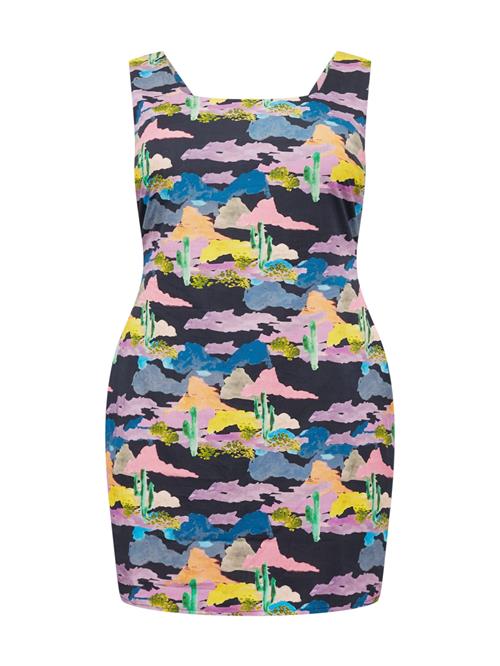 Nasty Gal Plus Kjole 'Cactus'  blå / gul / pink / sort