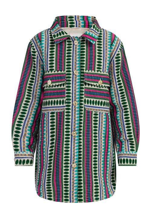 IZIA Overgangsjakke  turkis / mørkegrøn / pink / uldhvid