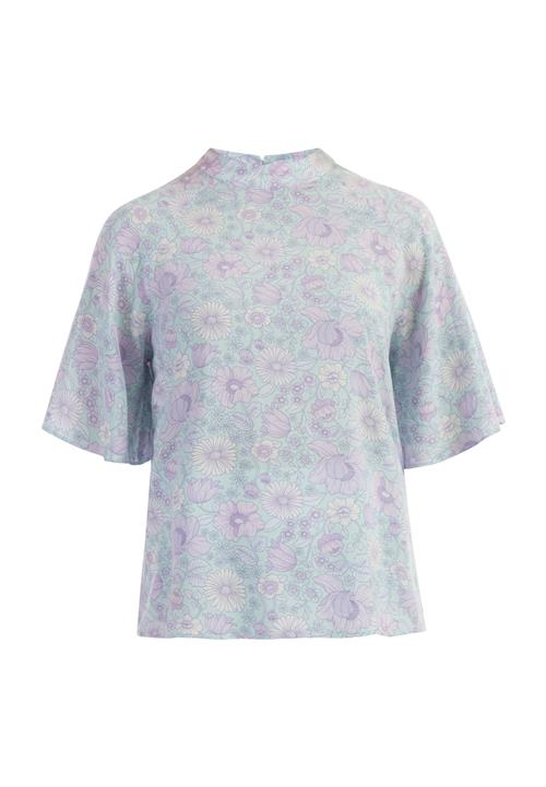 Usha Bluse  lysebeige / turkis / pastellilla