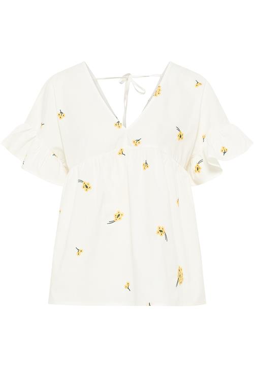 DreiMaster Vintage Bluse  gul / mørkegrøn / naturhvid