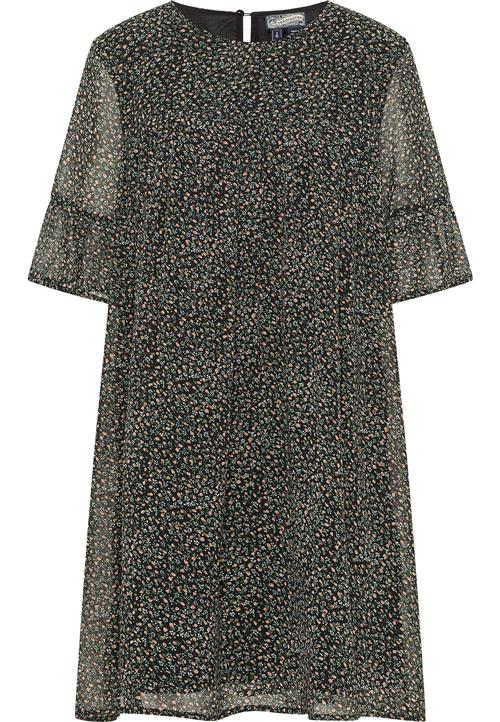 DreiMaster Vintage Kjole  mørkegrøn / orange / sort / offwhite