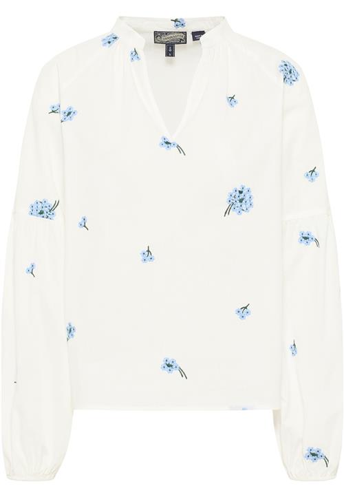 DreiMaster Vintage Bluse  lyseblå / mørkegrøn / hvid