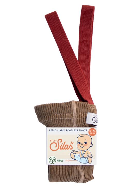 Silly Silas GOTS Bomuldsstrømpebukser Med Seler Acorn Brown With Maple Leaf  Acorn Brown with Maple Leaf-6-12 m  Brun  6-12 måneder  unisex