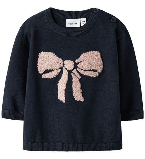 Name It Bluse - Strik - NbfRebow - Navy Blazer m. Sløjfe