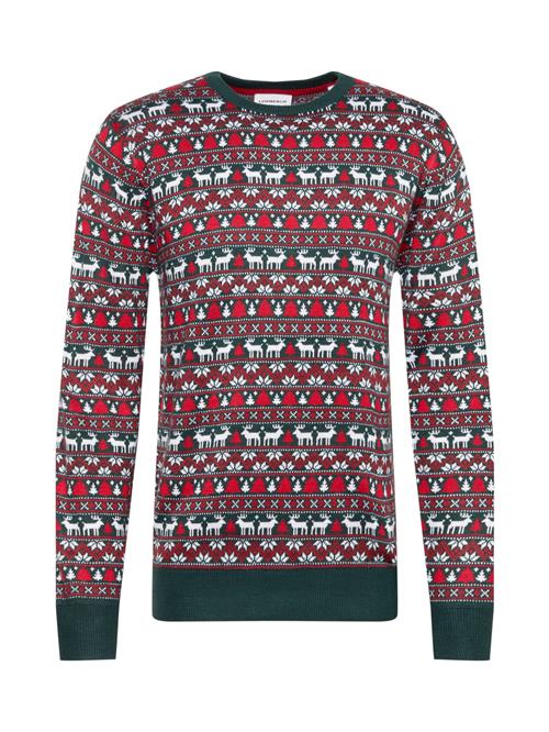 Lindbergh Pullover 'Christmas'  mørkegrøn / rød / hvid