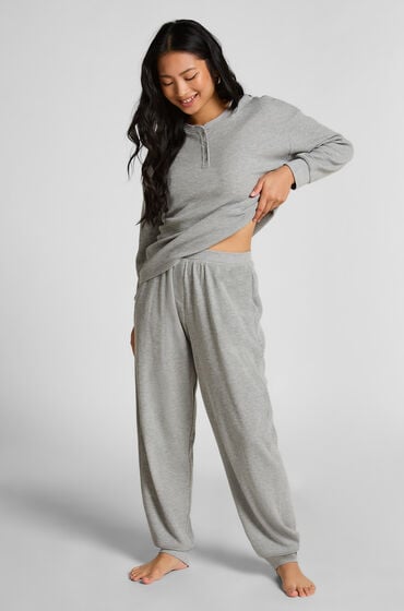 Hunkemöller Waffle Henley top Grå