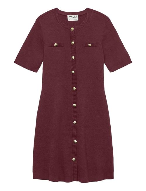 Awpicco 2/4 O-Neck Short Knit Dress Vero Moda Burgundy