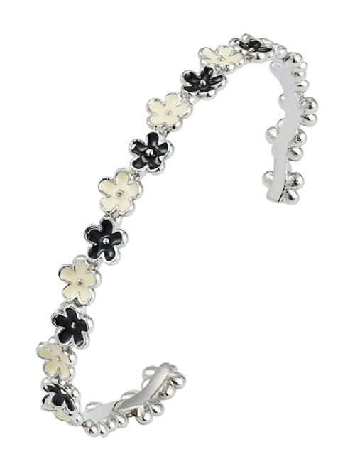Calista Bangle Ivory/Black/Silver Bud To Rose Silver
