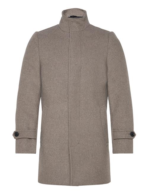 Recycled Wool Funnel Neck Coat Lindbergh Beige