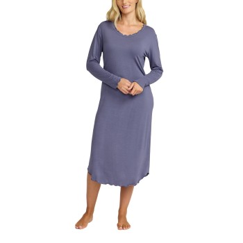 Damella Bamboo Plain Long Sleeve Nightdress Blå Bambus Medium Dame
