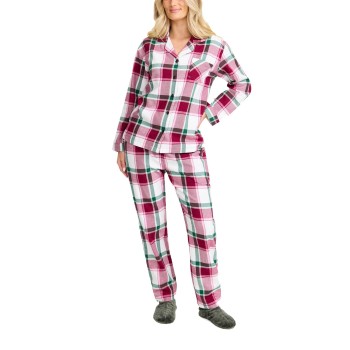Damella Cotton Flannel Pyjamas Rød/Grøn bomuld Large Dame