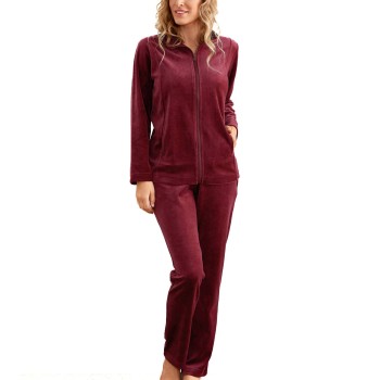 Damella Velour Plain Suit Mørkrørd XX-Large Dame