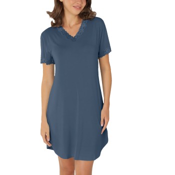 Lady Avenue Bamboo Nightdress SS Jeansblå Bambus Large Dame
