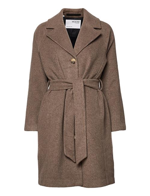 Slfmilan Wool Coat B Noos Selected Brown