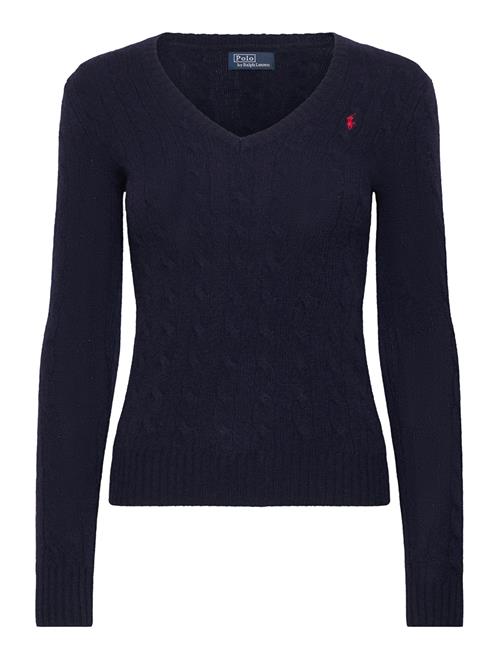 Cable-Knit Wool-Cashmere V-Neck Sweater Polo Ralph Lauren Blue