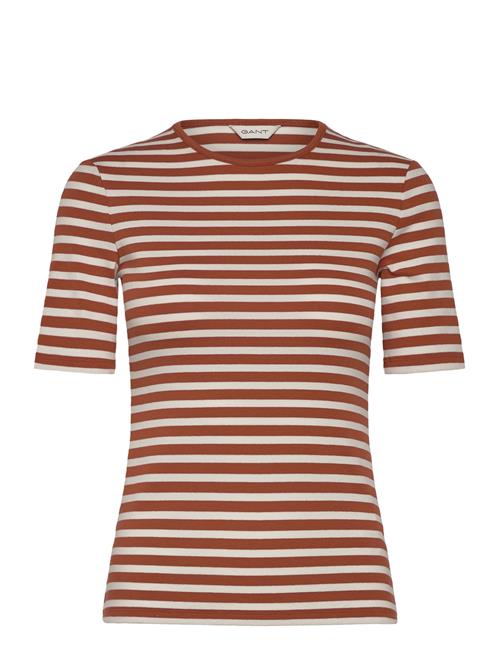 Slim Striped 1X1 Ribbed Ss T-Shirt GANT Red