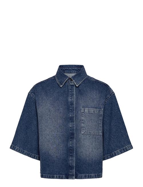 Dante6-Daisy Rhinest Denim Shirt Dante6 Blue