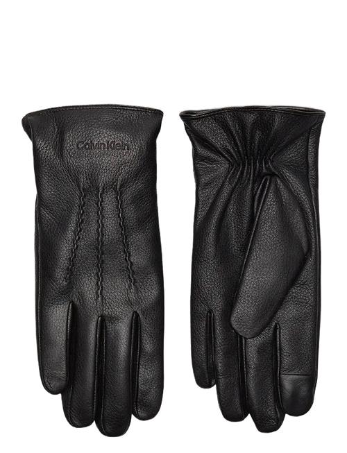 Classic Pebble Leather Gloves Calvin Klein Black