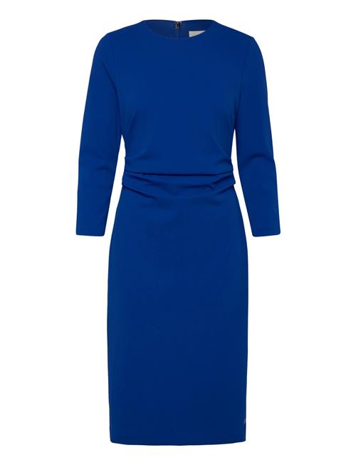 Stretch Crepe Ls Gathered Dress Calvin Klein Blue