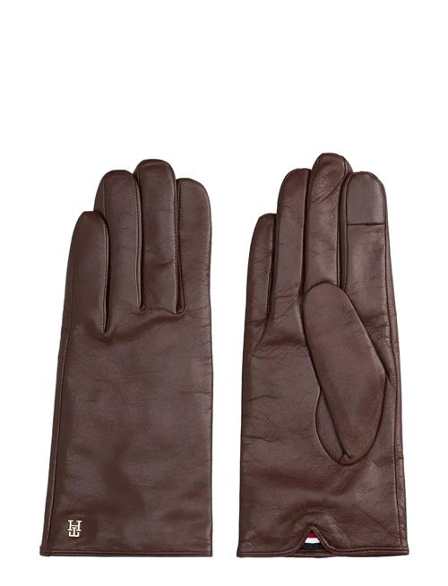 Th Elevated Chic Leather Gloves Tommy Hilfiger Brown
