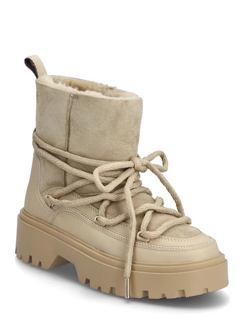 Real Shearling Laceup Snowboot Tommy Hilfiger Beige
