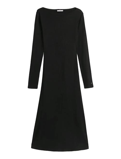 5X2 Rib Flare Midi Dress Ls Tommy Hilfiger Black