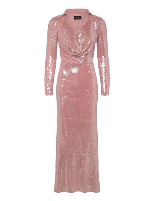 Lorel Sequin Mesh Midi Dress Bardot Pink