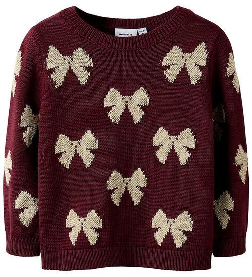Name It Bluse - Strik - NmfRekka - Burgundy m. Sløjfer