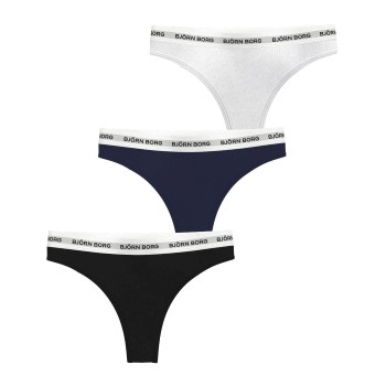 Björn Borg Trusser 3P Logo Thong Flerfarvet bomuld X-Small Dame