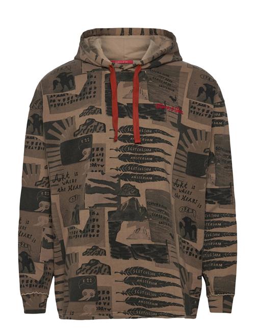 Loose-Fit Overdyed All-Over Printed Hoodie Scotch & Soda Beige