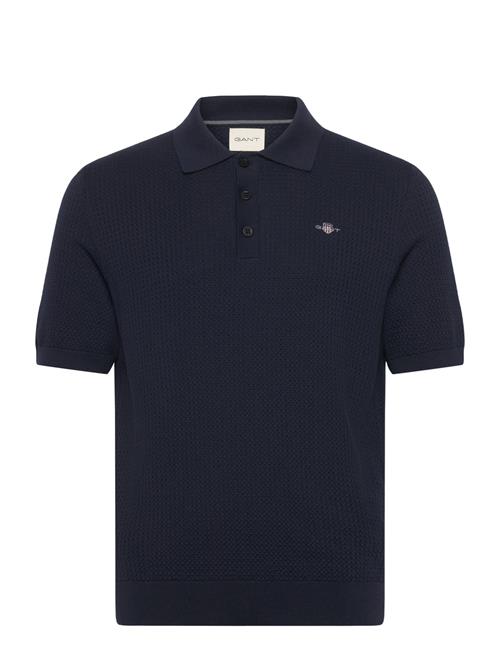 Textured Cotton Ss Polo GANT Navy
